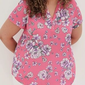 torrid Georgette Hi-Low Short Sleeve Blouse